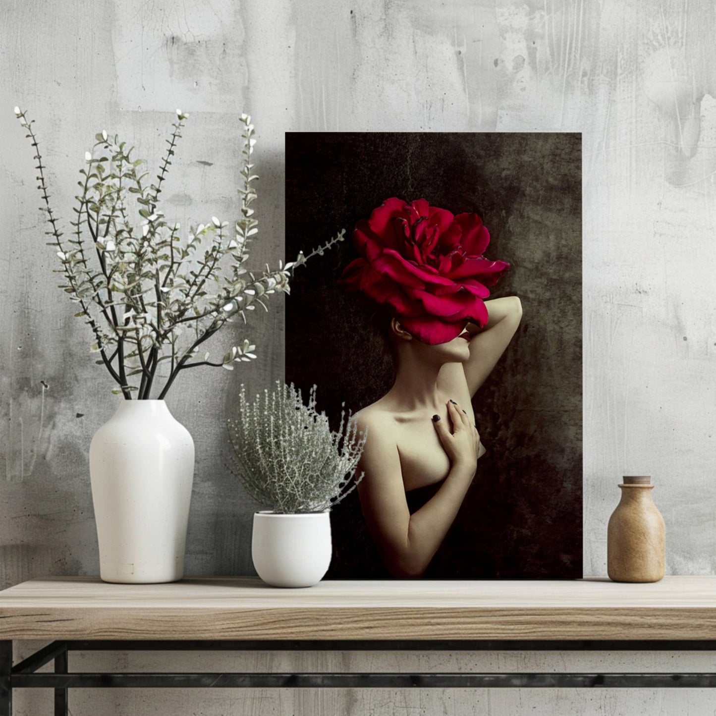 Woman Abstract Flower Metal Wall Art