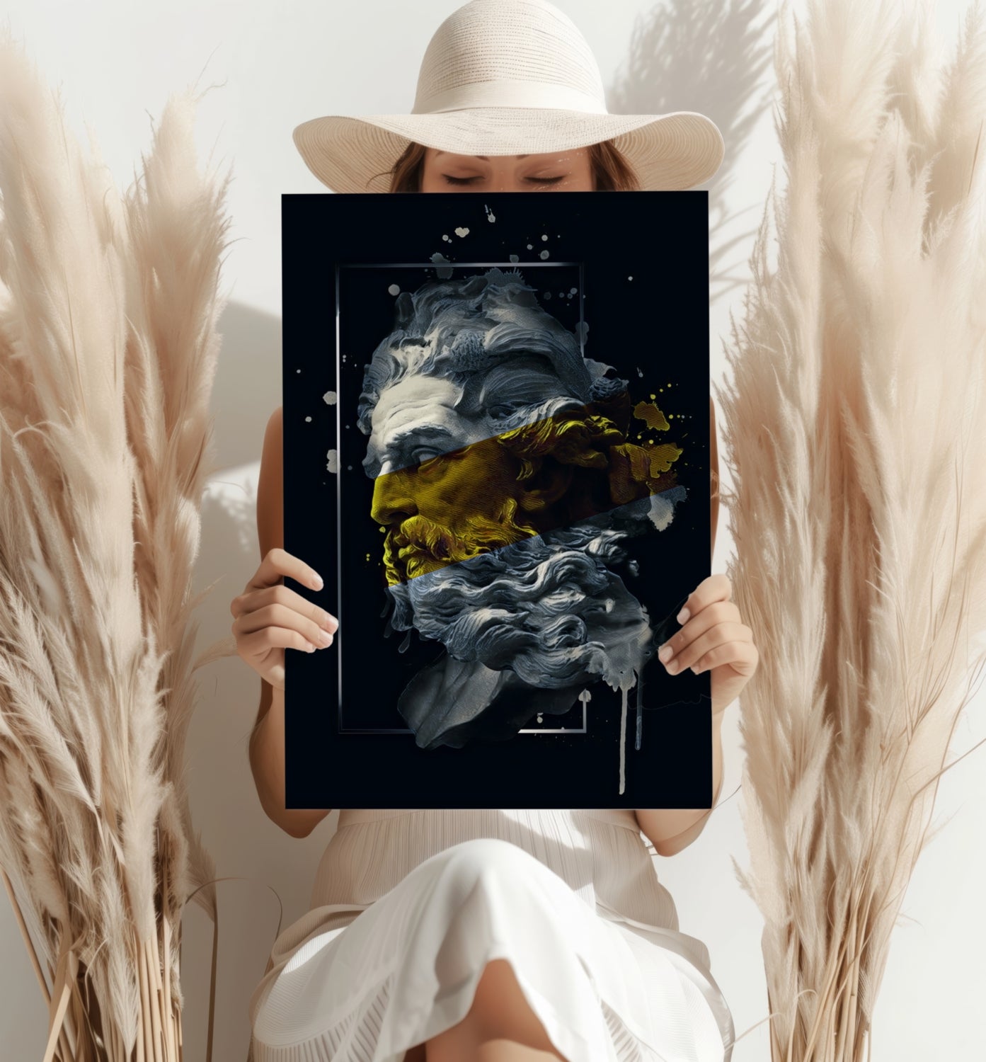 Poseidon Yellow Metal Wall Art