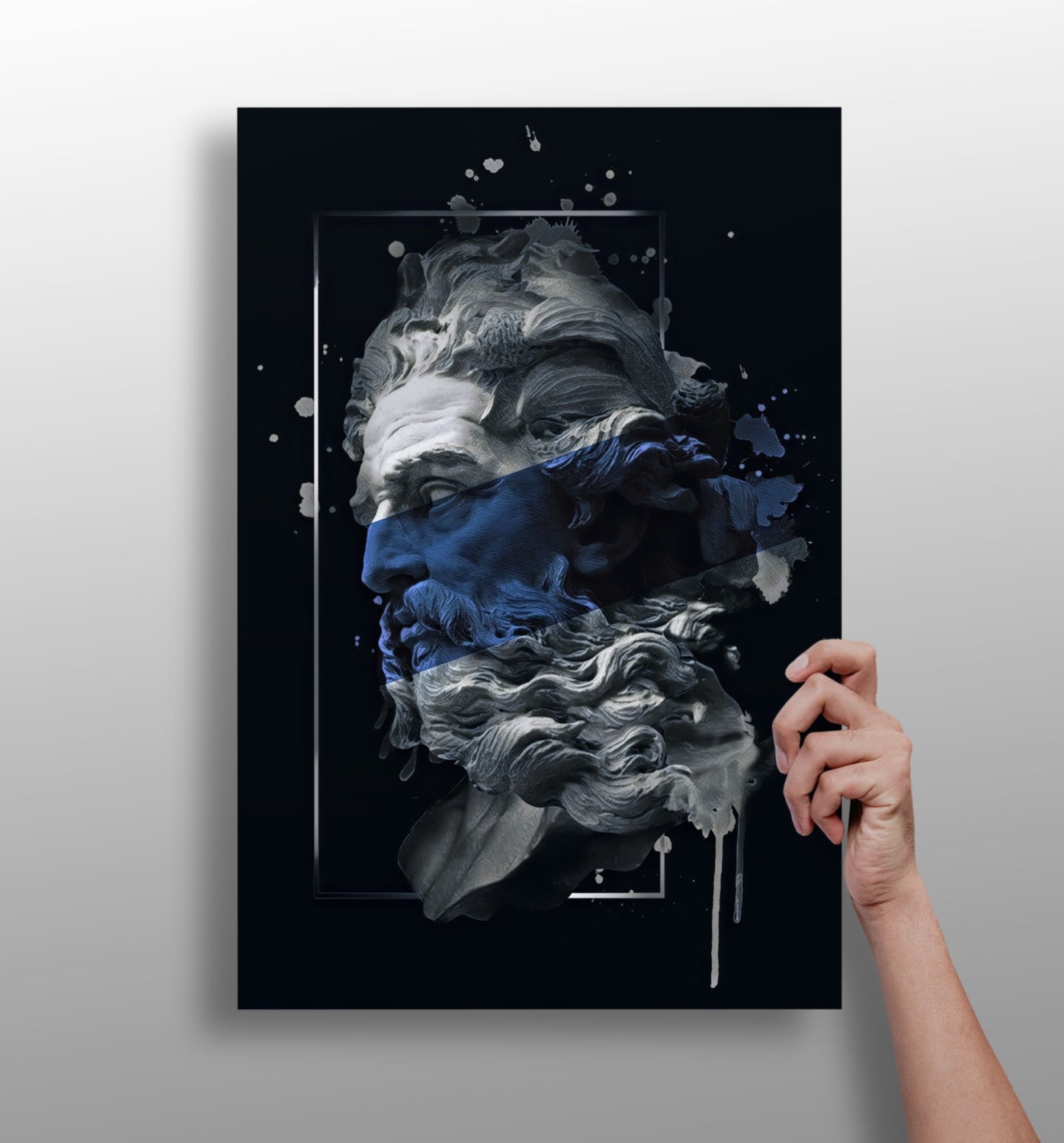 Poseidon Blue metal wall art panel