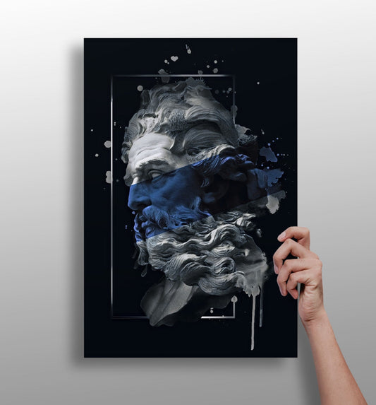 Poseidon Blue metal wall art panel