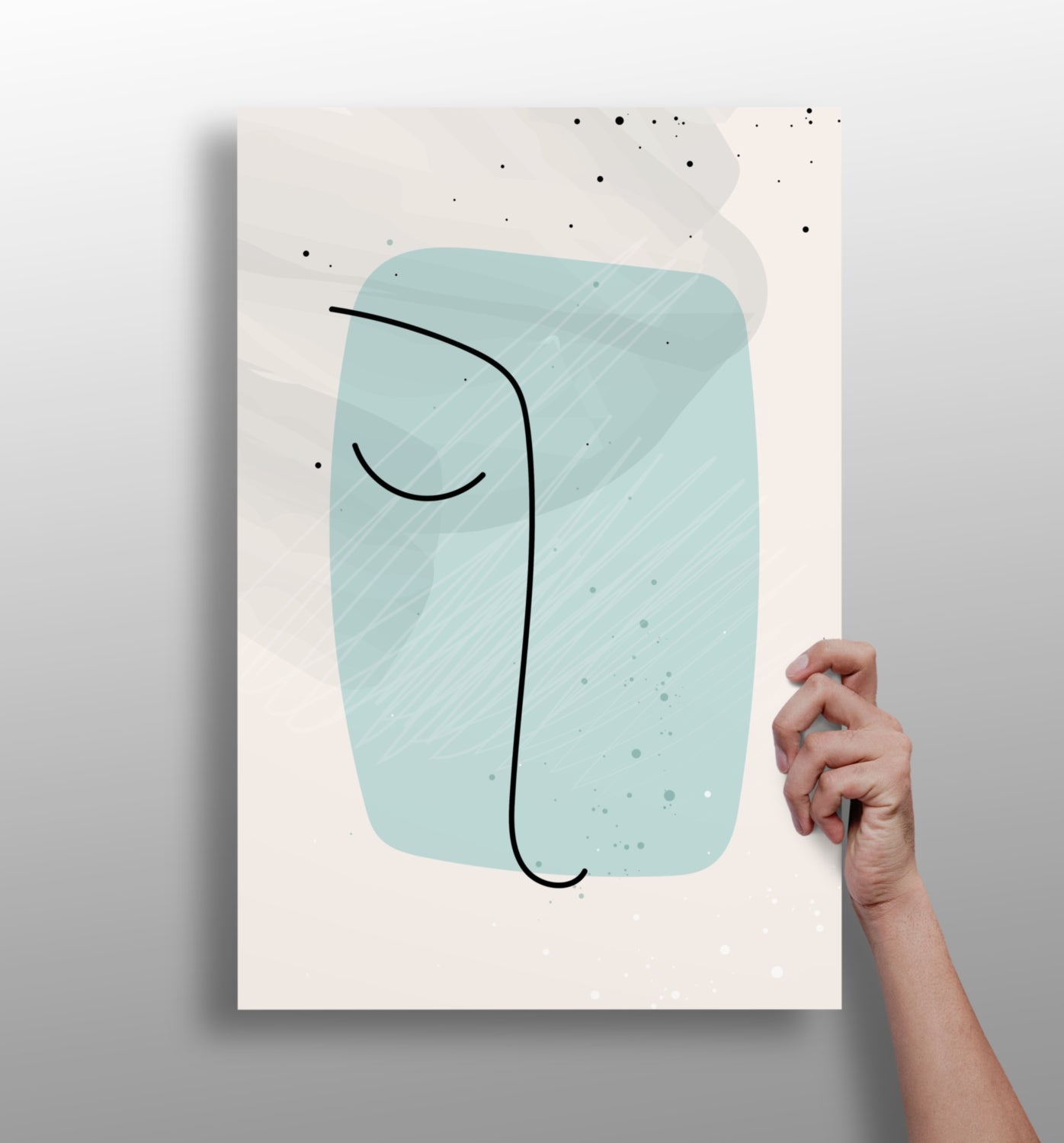 Line Art V8 metal wall art print with minimal design