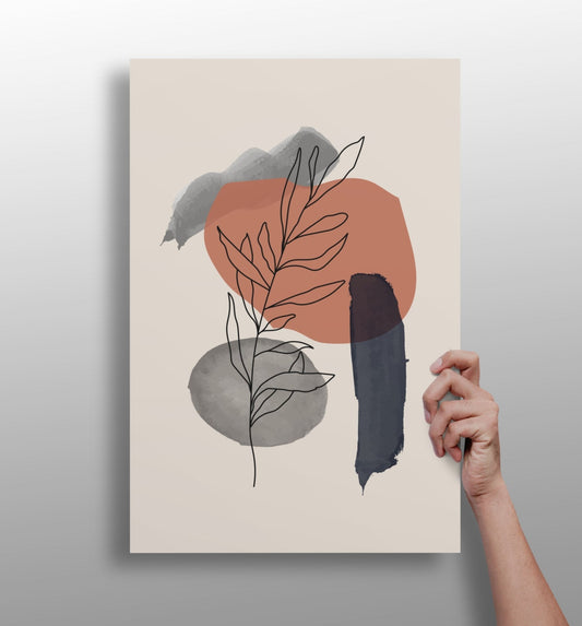 Line Art Aluminum Print with clean minimalist line drawing design