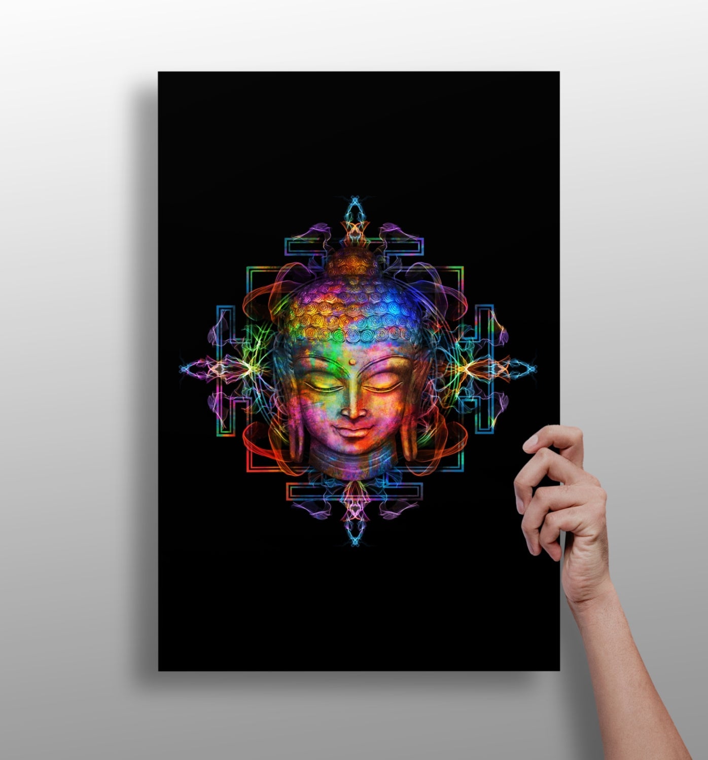 Buddha metal wall art print with calm design