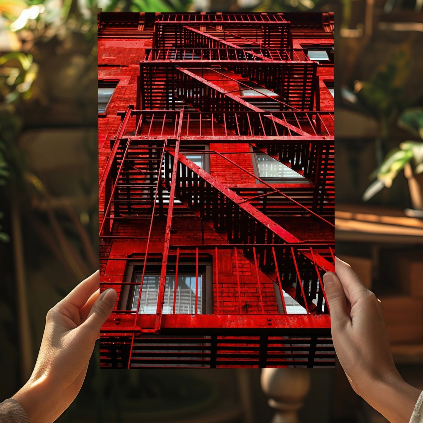 Stairs Red Metal Wall Art