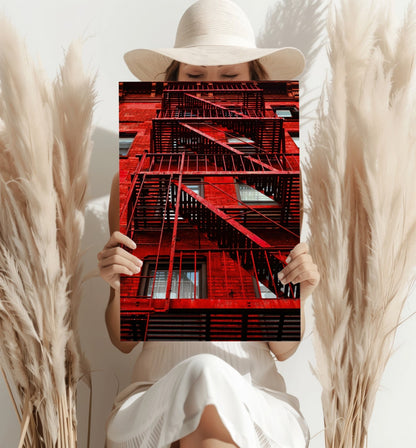 Stairs Red Metal Wall Art