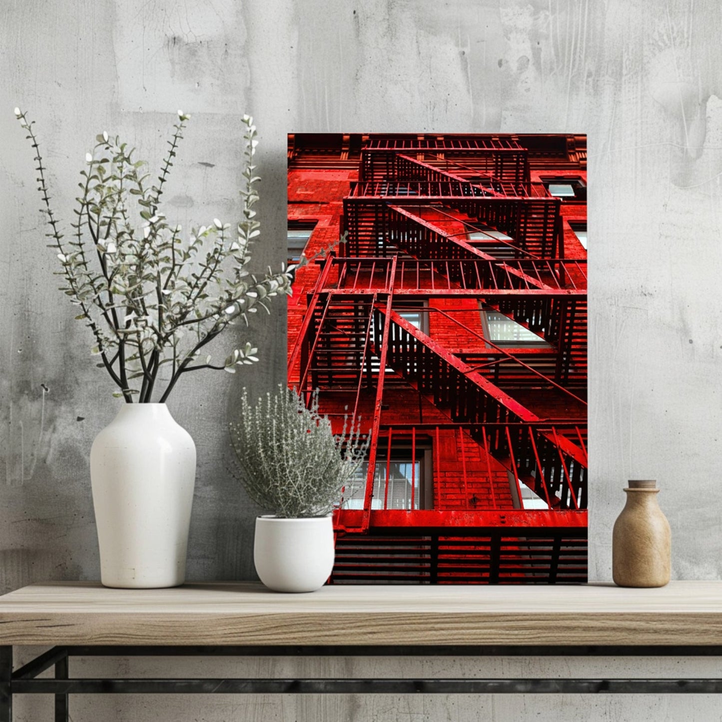 Stairs Red Metal Wall Art
