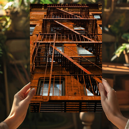 Stairs Orange Metal Wall Art