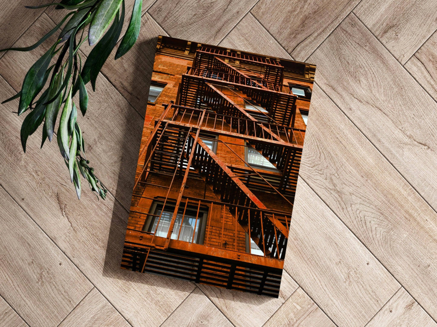 Stairs Orange Metal Wall Art