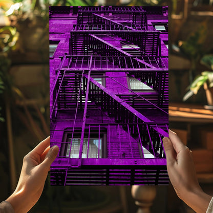 Stairs Purple Metal Wall Art