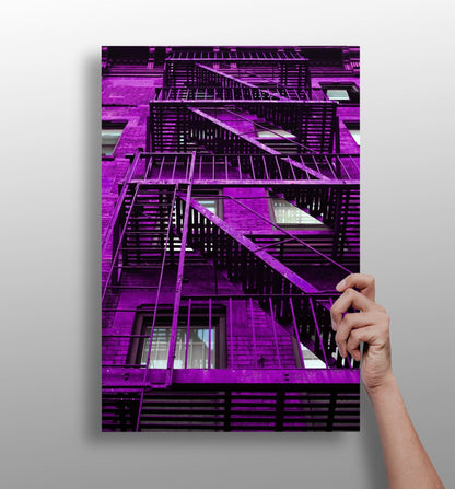 Stairs Purple metal wall art print with atmospheric color