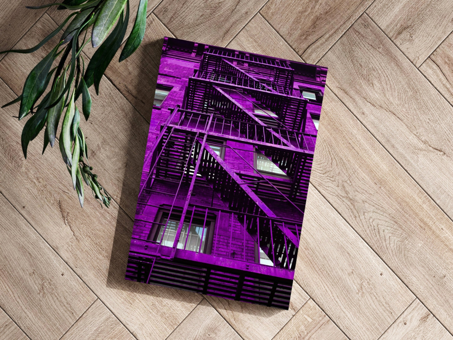 Stairs Purple Metal Wall Art