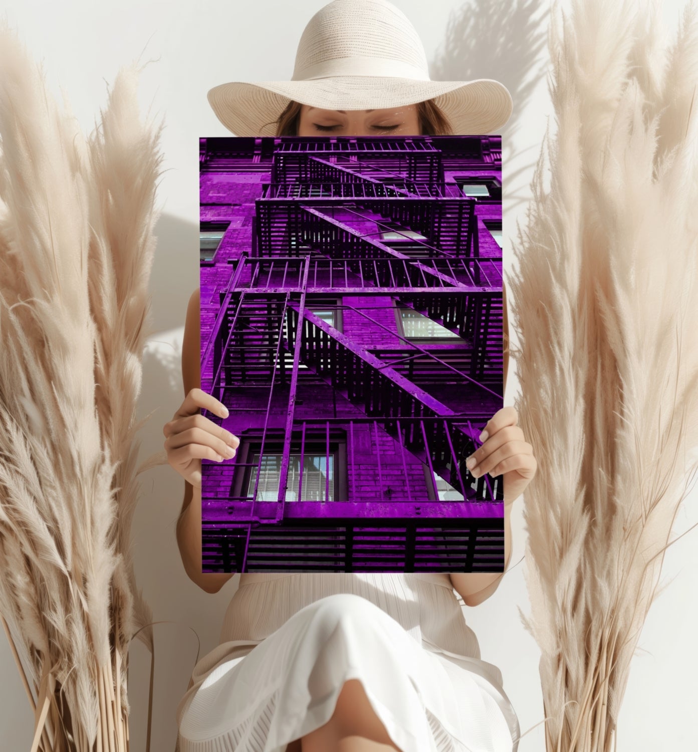 Stairs Purple Metal Wall Art