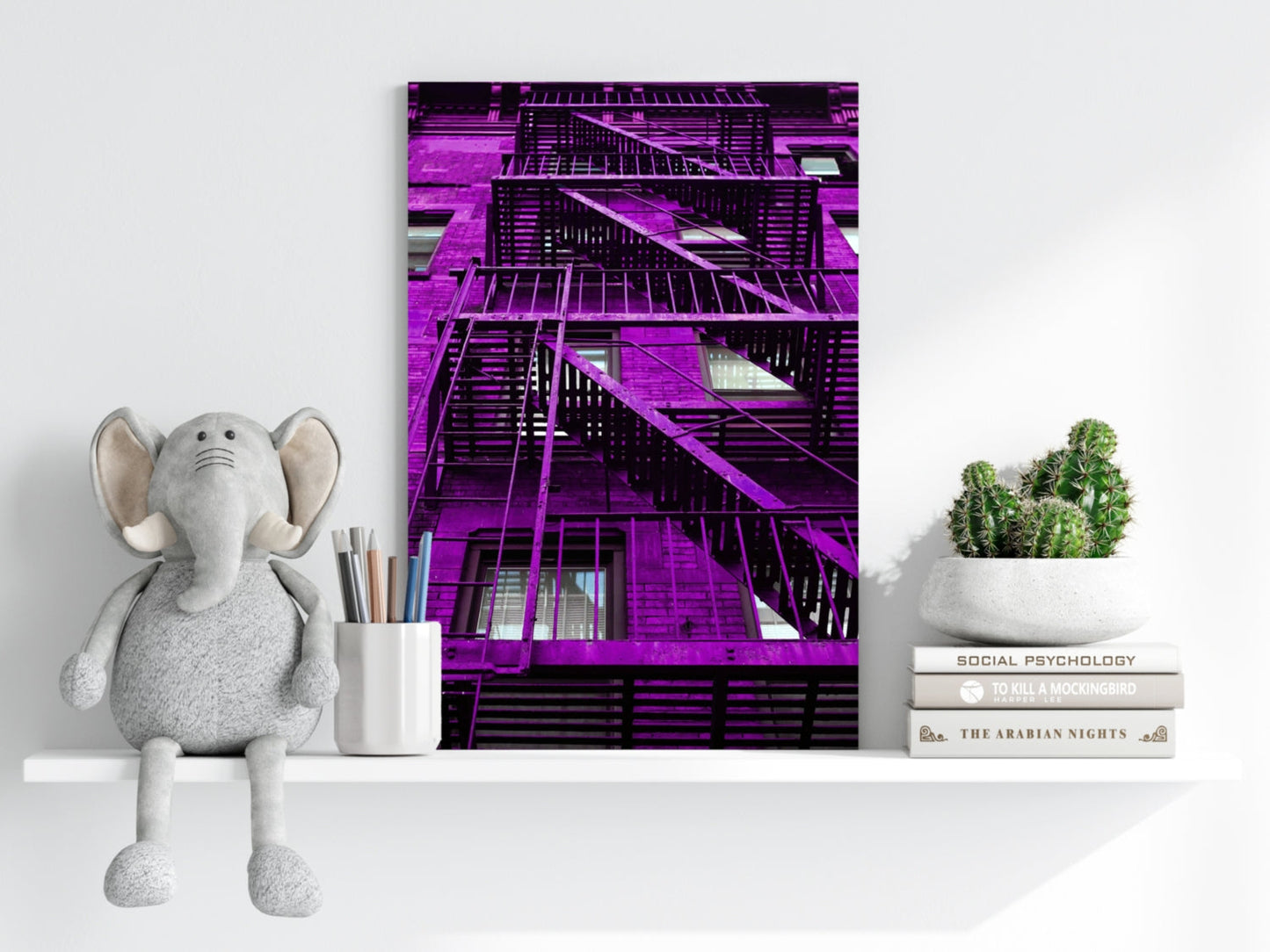 Stairs Purple Metal Wall Art