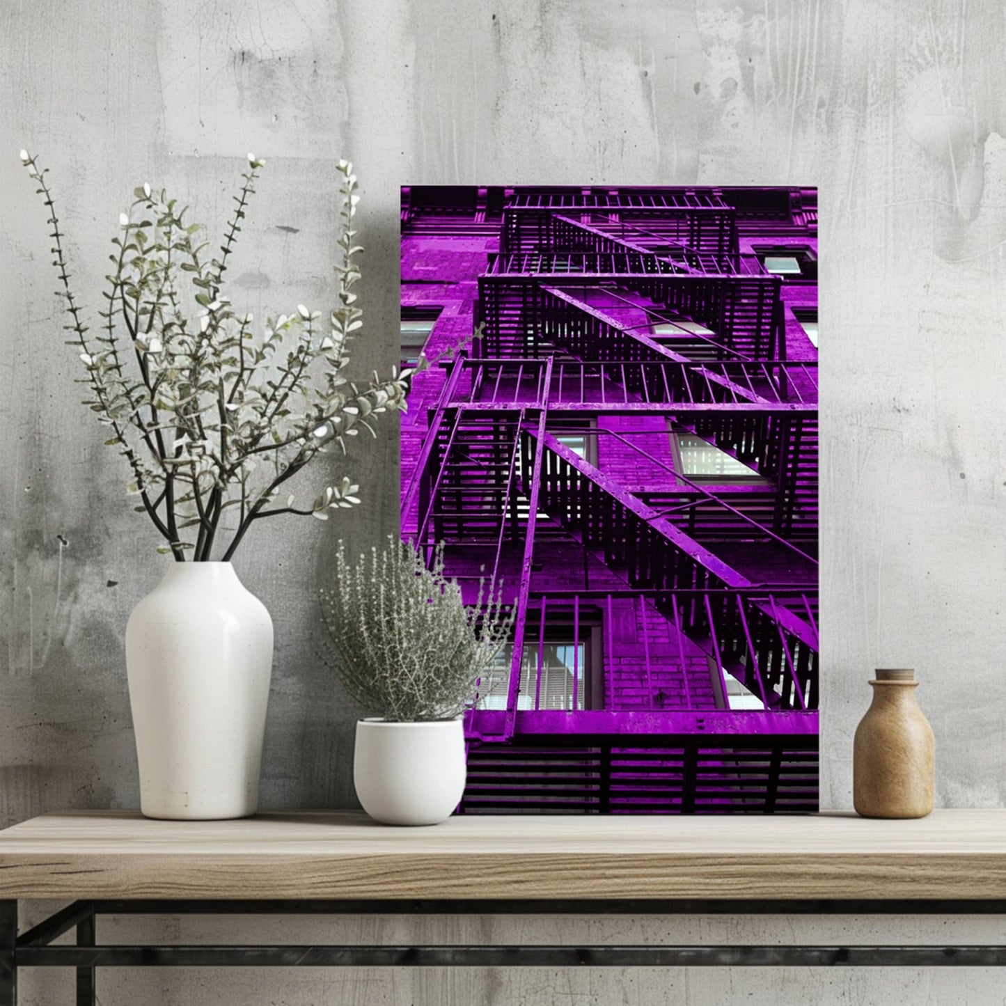 Stairs Purple Metal Wall Art