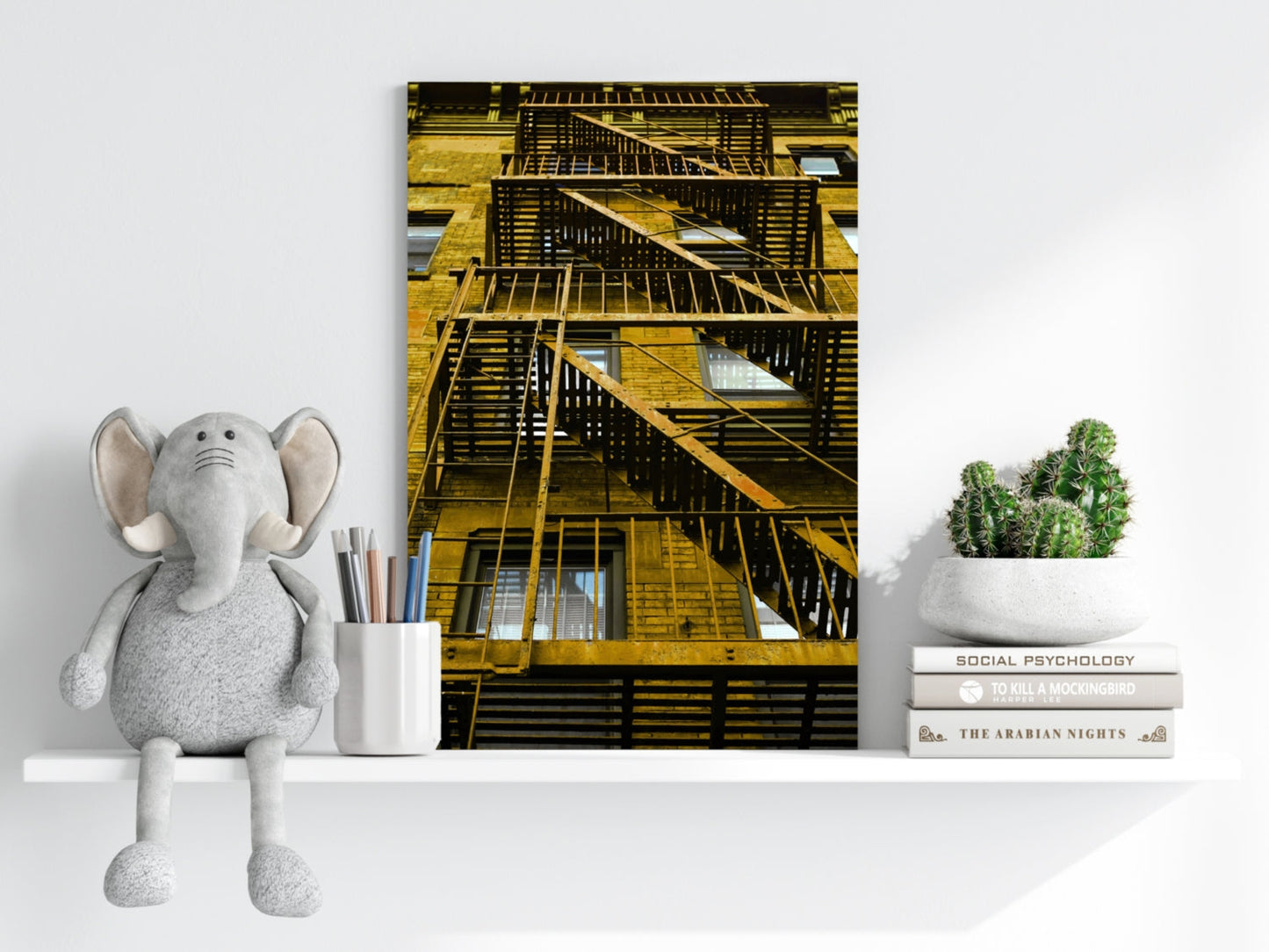 Stairs Yellow Metal Wall Art