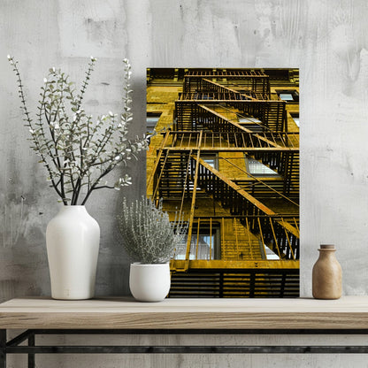 Stairs Yellow Metal Wall Art