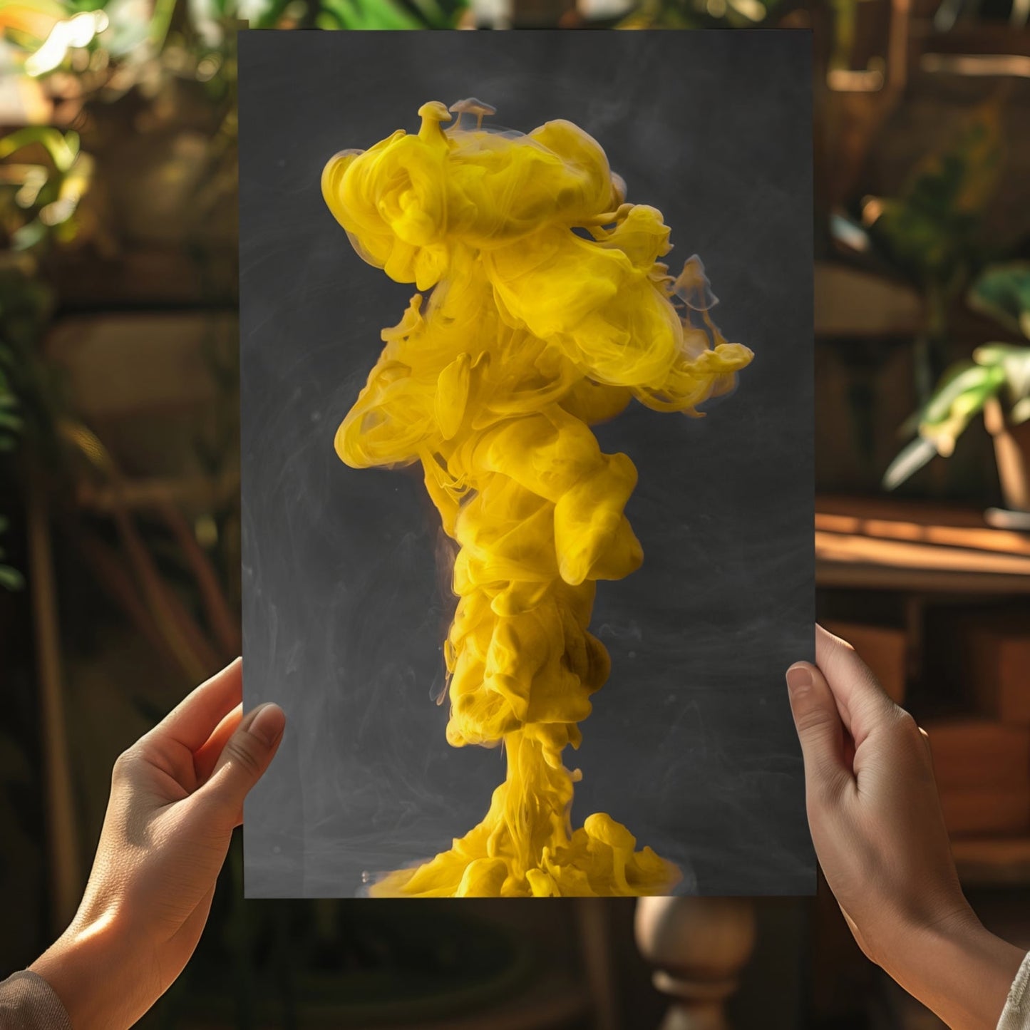 Abstract Yellow Smoke Aluminum Wall Art