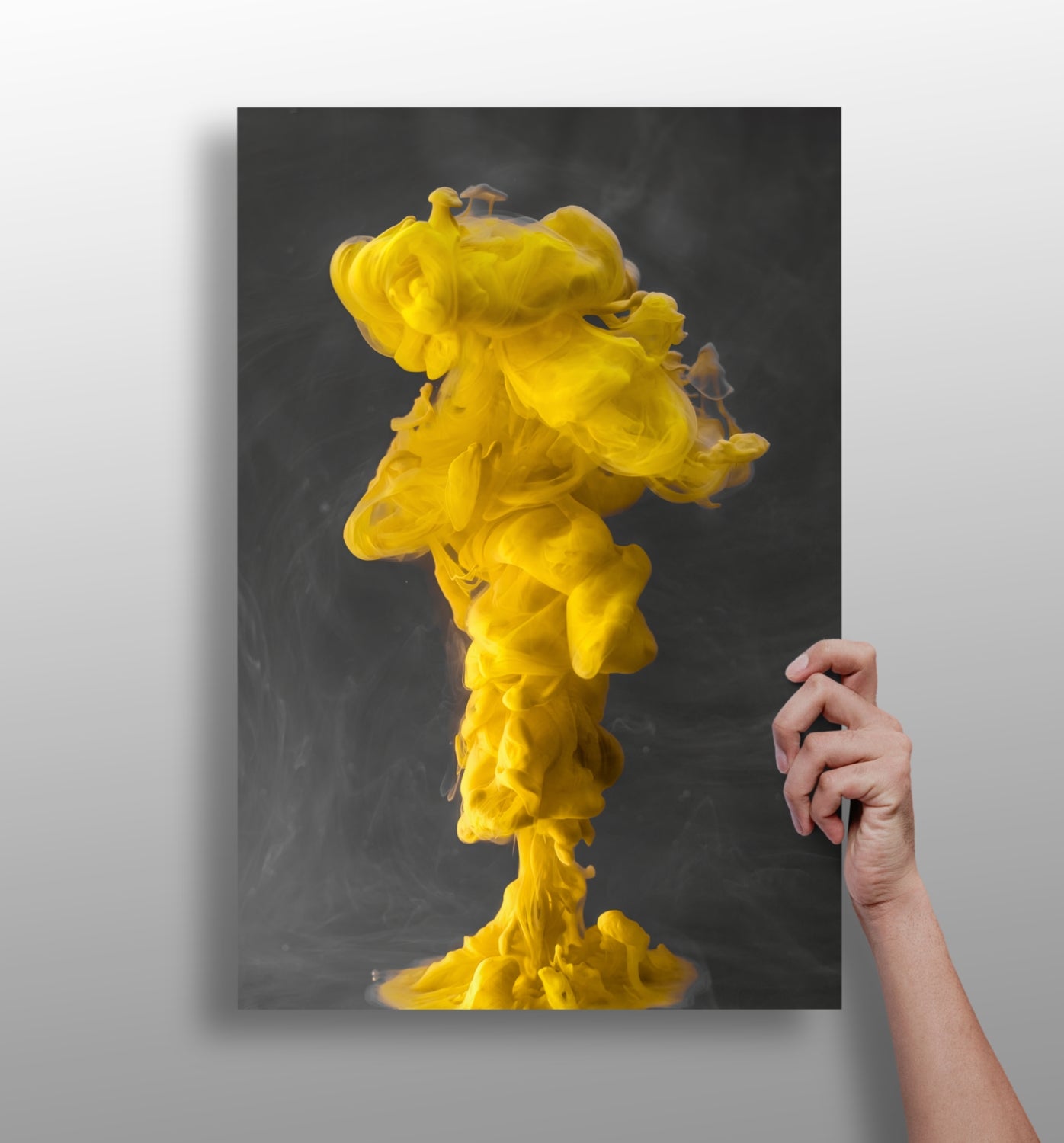 Abstract Yellow Smoke aluminum wall art design