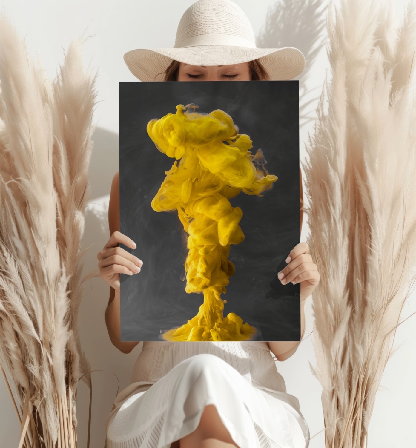 Abstract Yellow Smoke Aluminum Wall Art