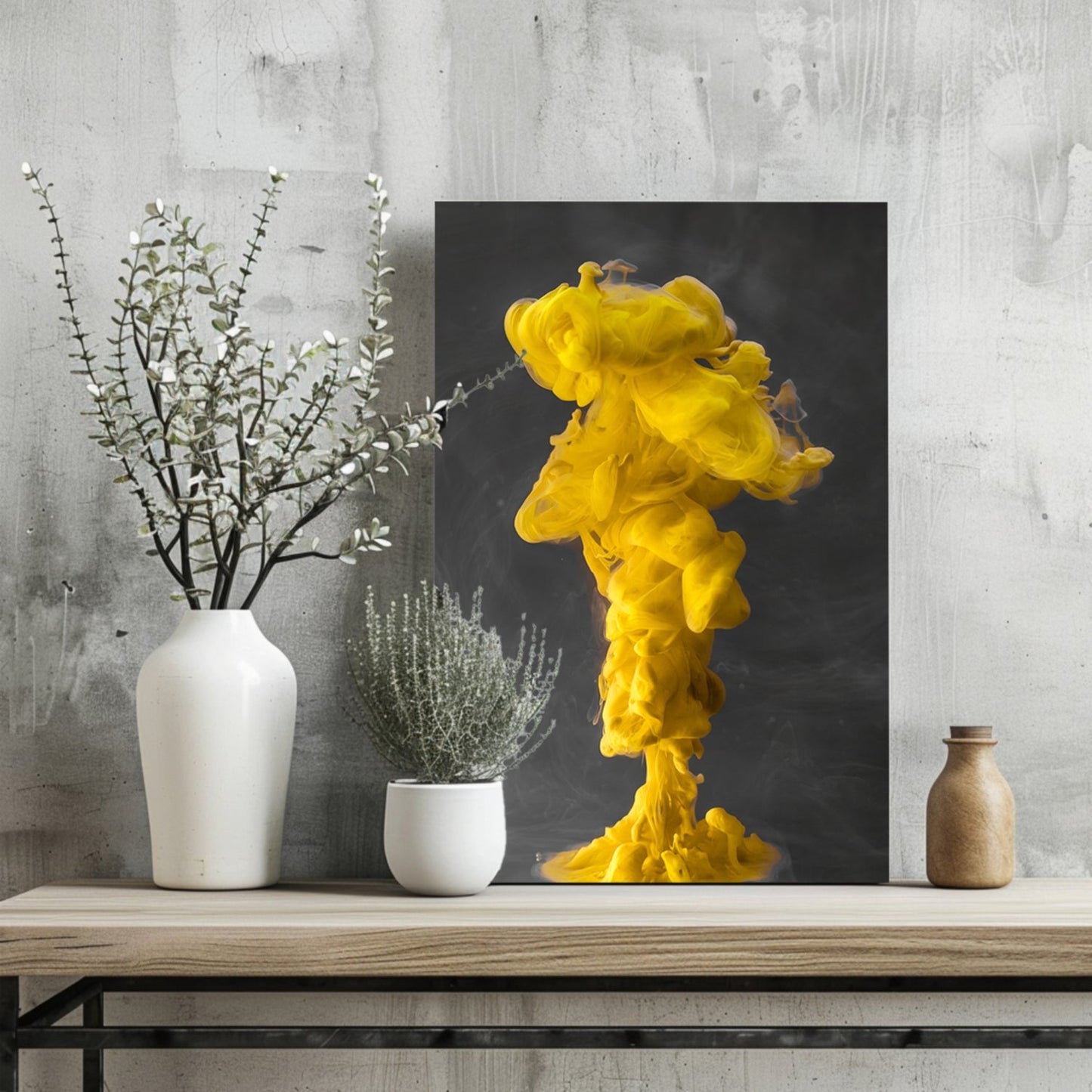 Abstract Yellow Smoke Aluminum Wall Art