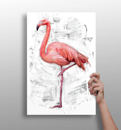 Flamingo metal wall art print with vivid color detail