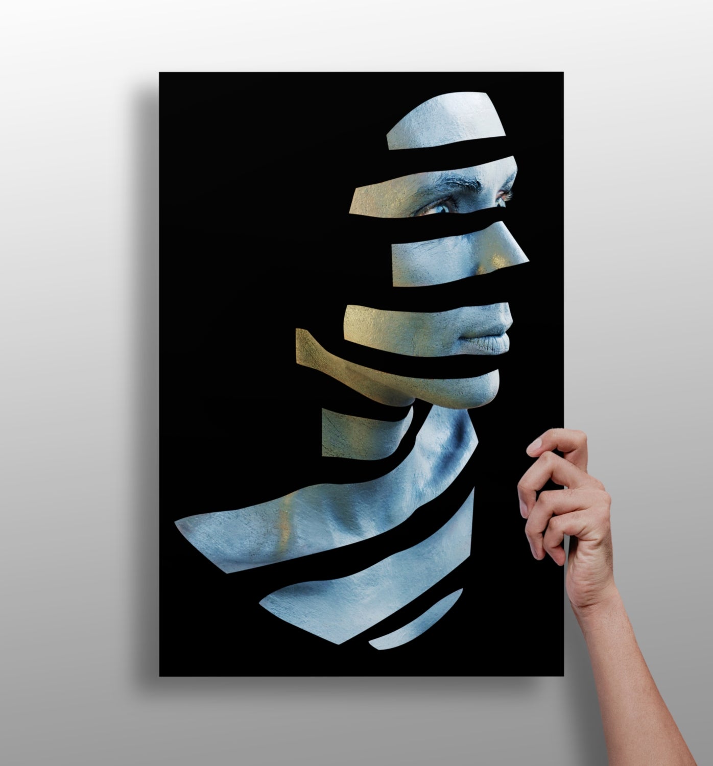 Woman metal wall art print with modern portrait design