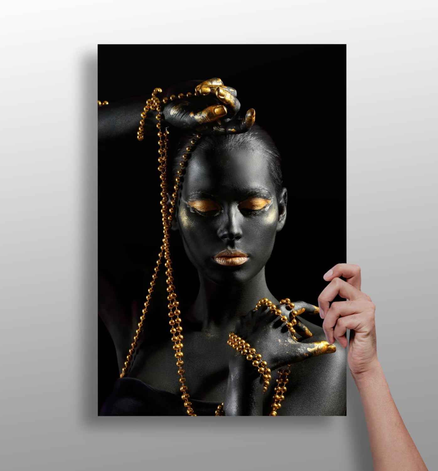 Woman metal wall art print with modern portrait design