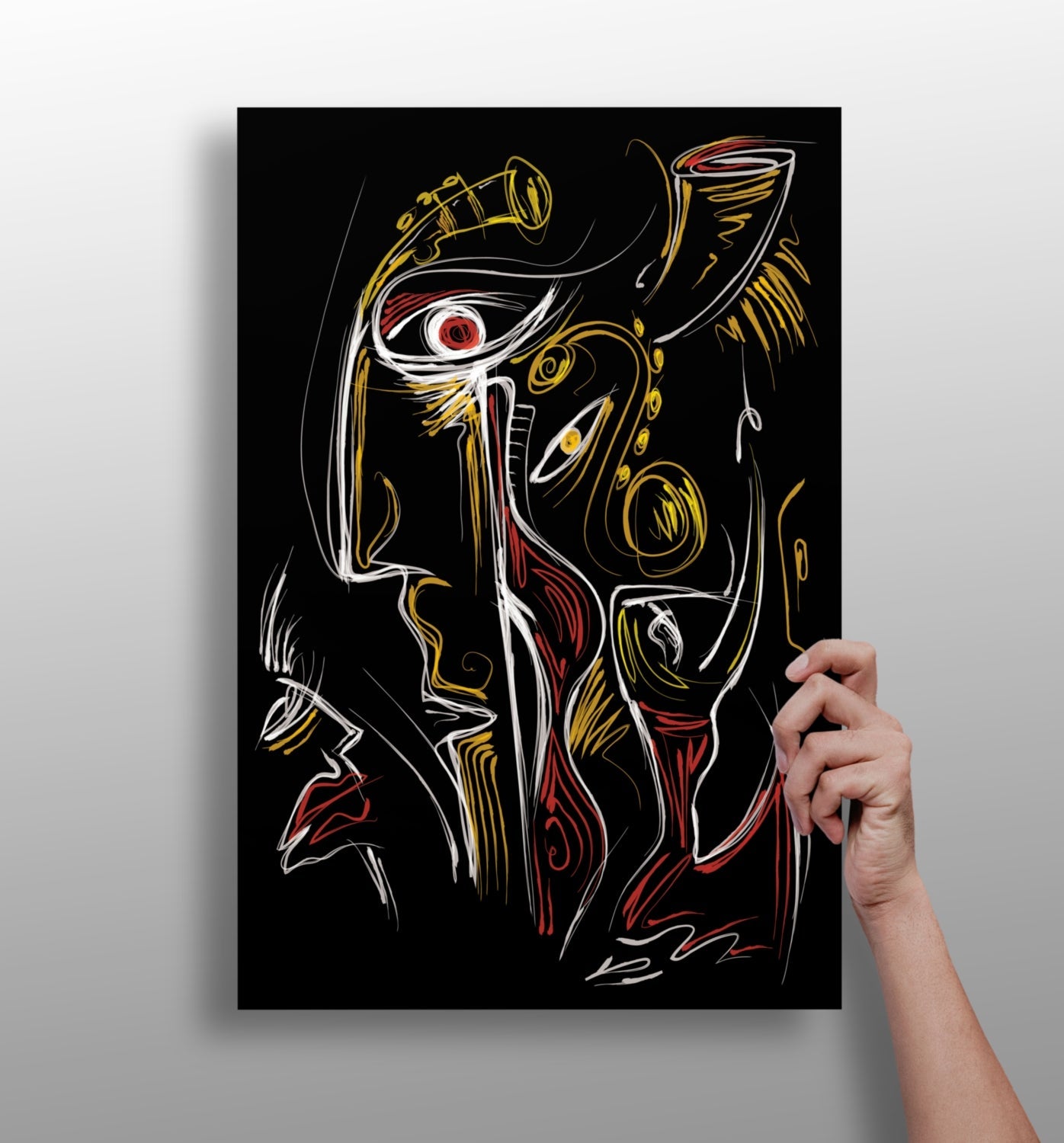 Abstract faces metal wall art print