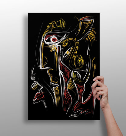 Abstract faces metal wall art print