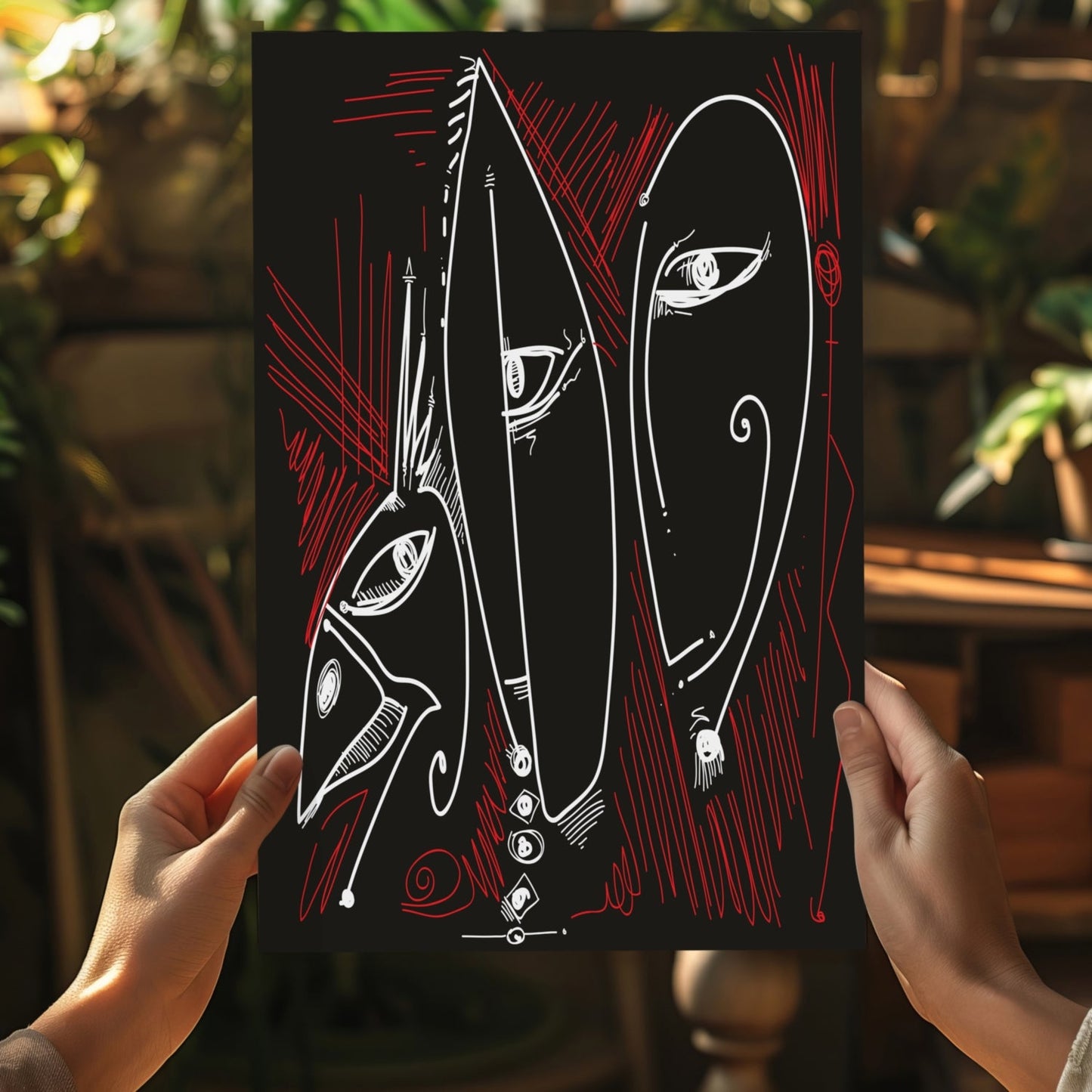 Abstract Faces Metal Wall Art