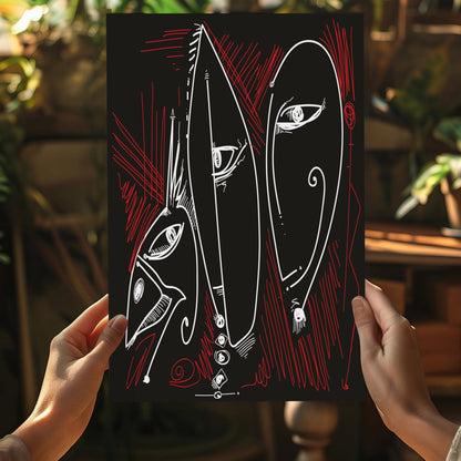 Abstract Faces Metal Wall Art