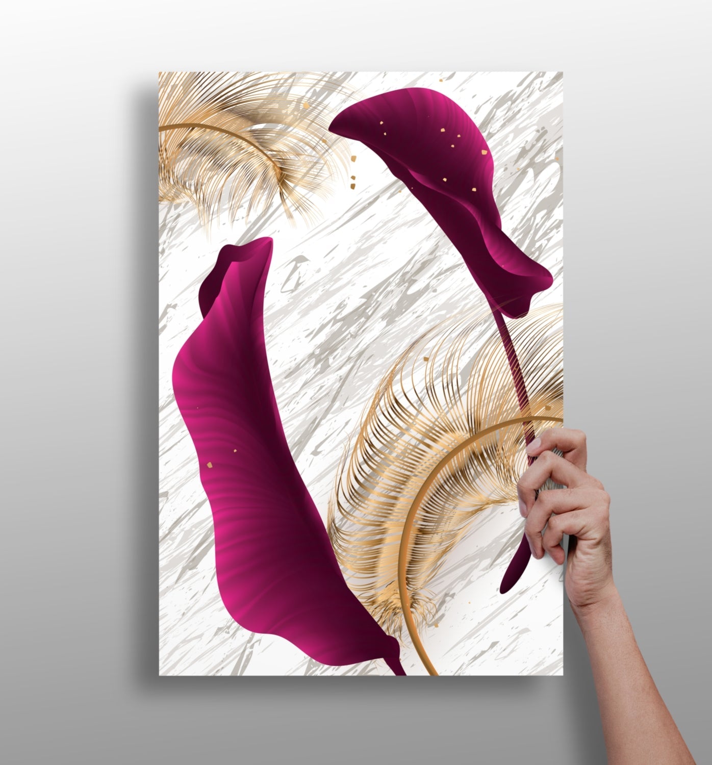 Burgundy Leaves metal wall art print with botanical design