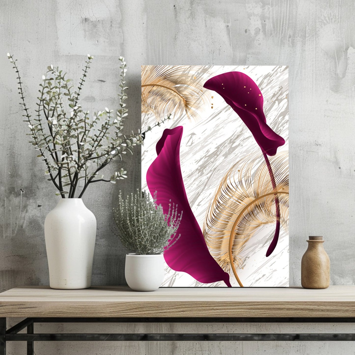 Burgundy Leaves Metal Wall Art