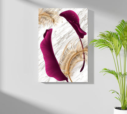 Burgundy Leaves Metal Wall Art