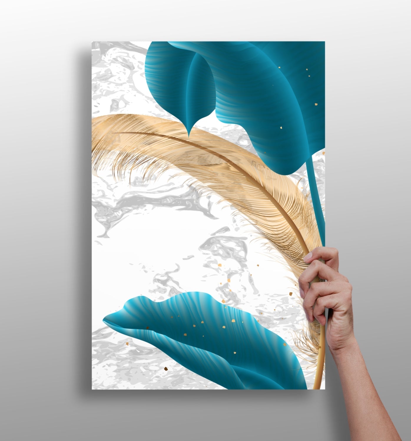 Teal Leaves Metal Wall Art