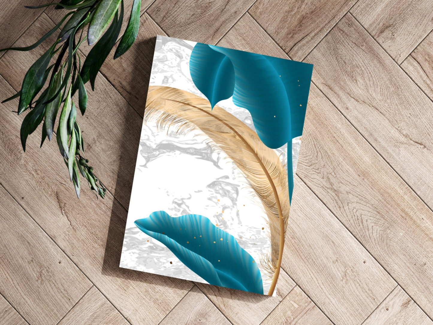 Teal Leaves Metal Wall Art