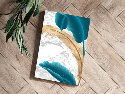 Teal Leaves Metal Wall Art