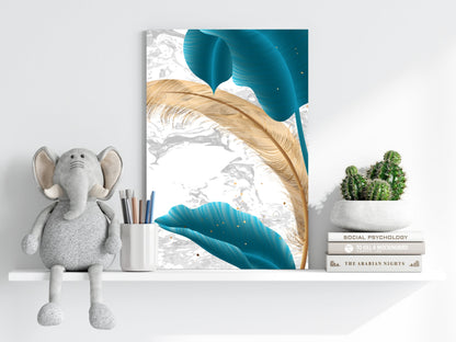 Teal Leaves Metal Wall Art