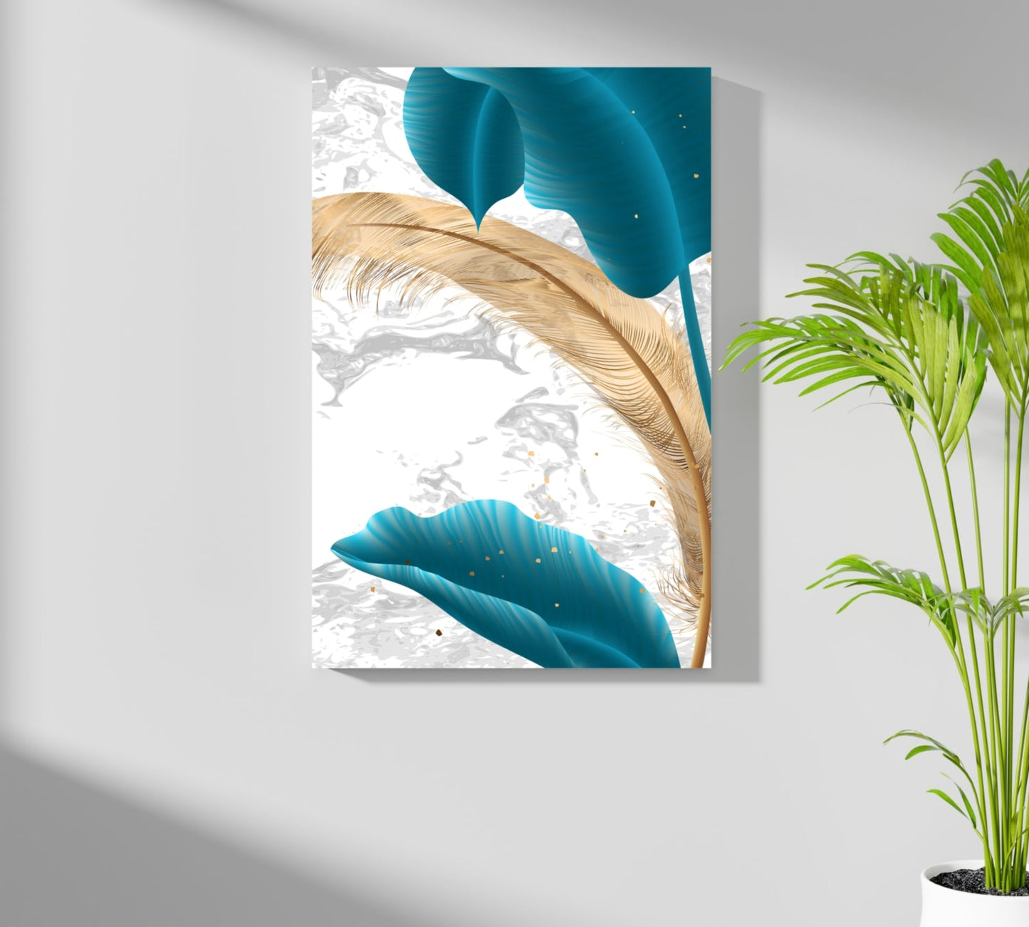 Teal Leaves Metal Wall Art