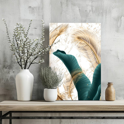 Emerald Leaves Metal Wall Art