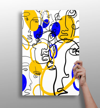 Abstract Line Art metal wall art with modern linework design