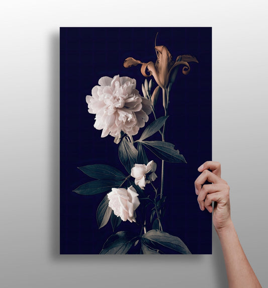 Flowers metal wall art print with vivid floral color