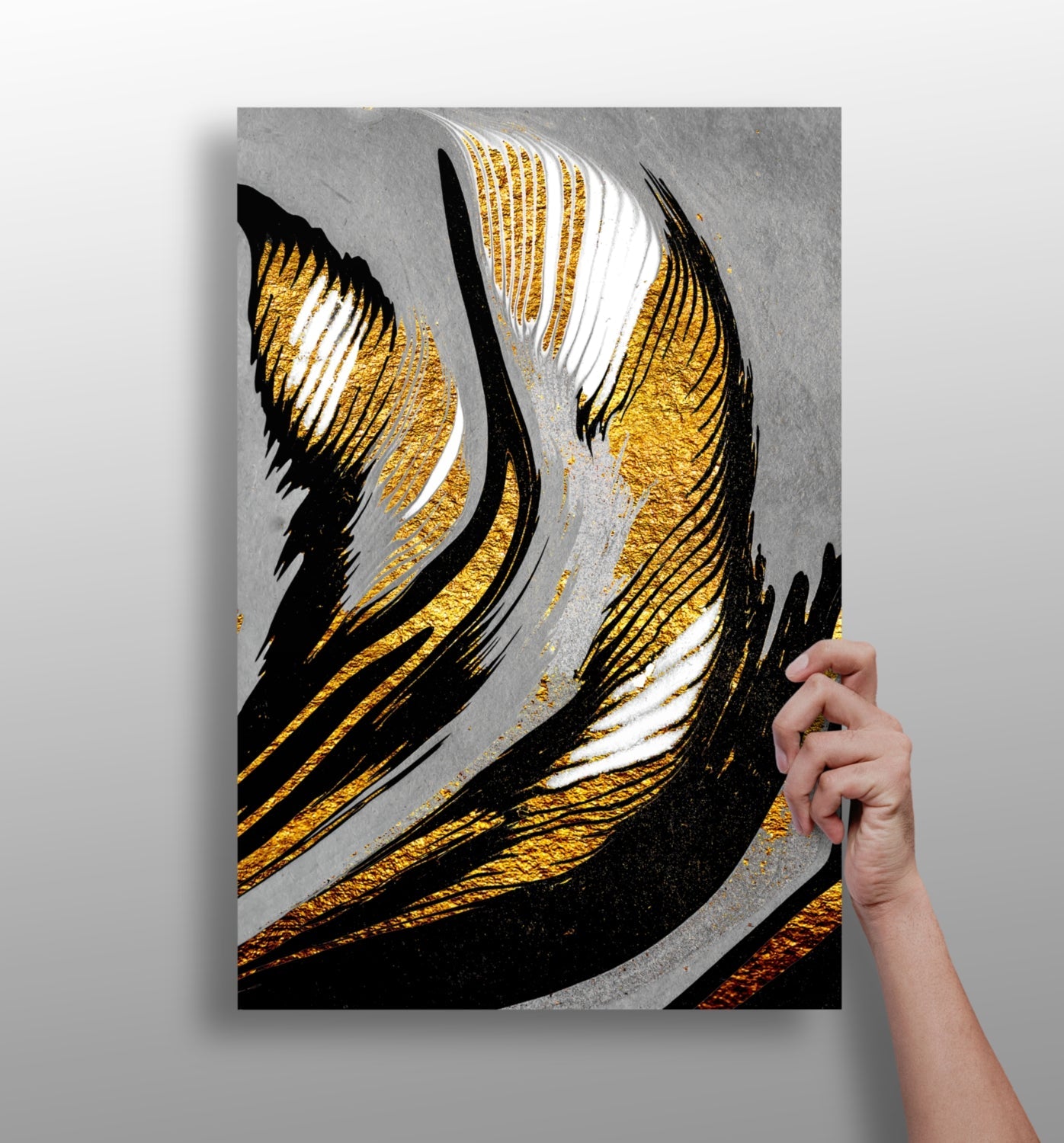 Gold-Gray Lines Metal Wall Art