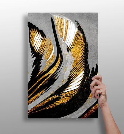 Gold-Gray Lines Metal Wall Art