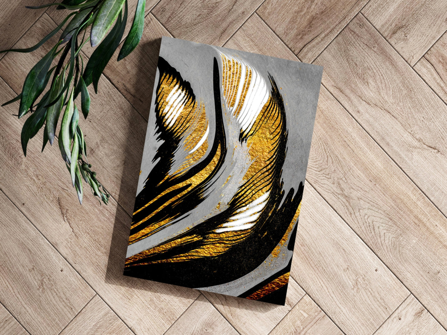 Gold-Gray Lines Metal Wall Art