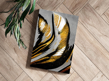 Gold-Gray Lines Metal Wall Art