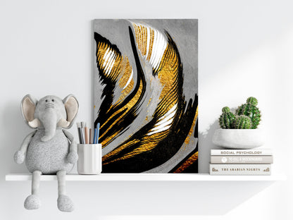 Gold-Gray Lines Metal Wall Art