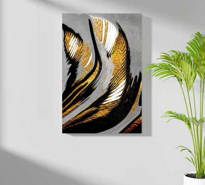 Gold-Gray Lines Metal Wall Art