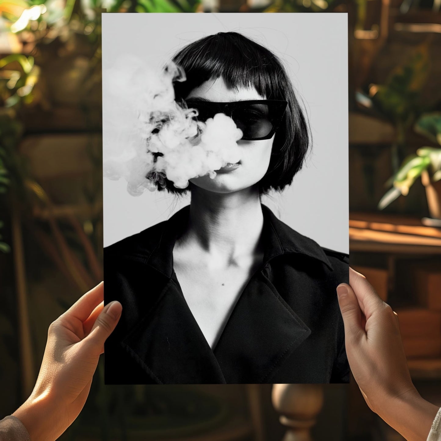 Woman In Smoke Metal Wall Art