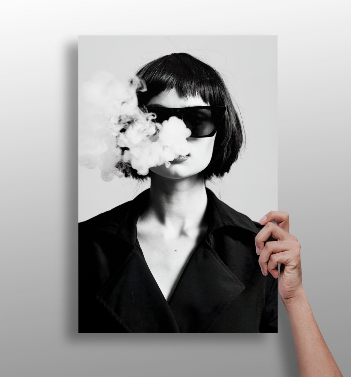 Woman in Smoke metal wall art portrait